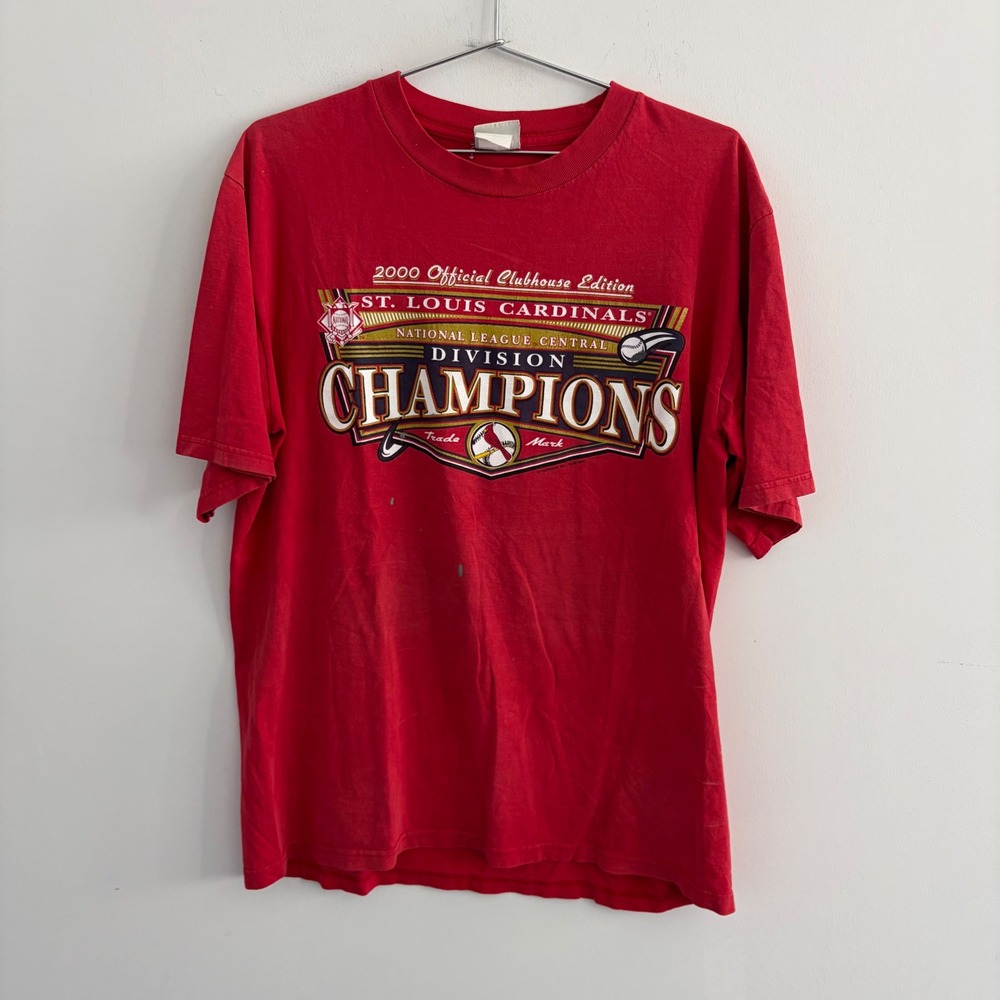Vintage Lee Sport St Louis Cardinals 2000 Division Champions Red T-Shirt Large